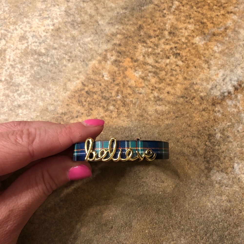 KEEP Collective Plaid Band with Gold Believe Charm